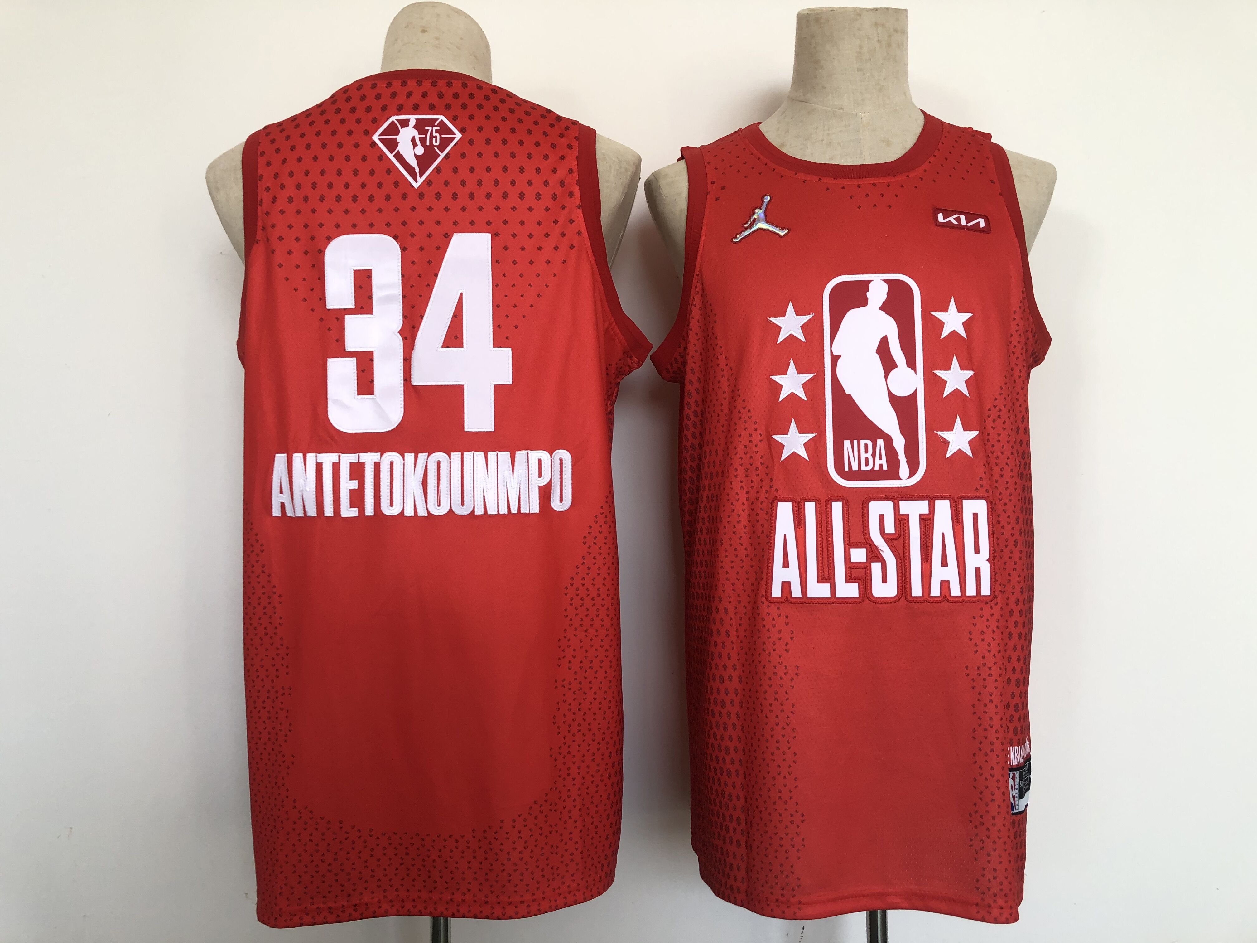 Men Milwaukee Bucks #34 Antetokounmpo Red 2022 All Star NBA Jersey->milwaukee bucks->NBA Jersey
